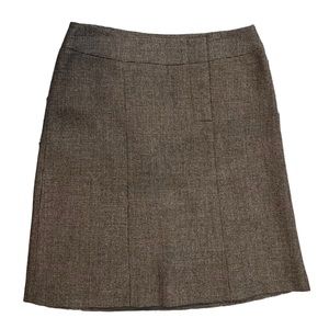 Parameter 6 brown virgin wool lined knee length skirt